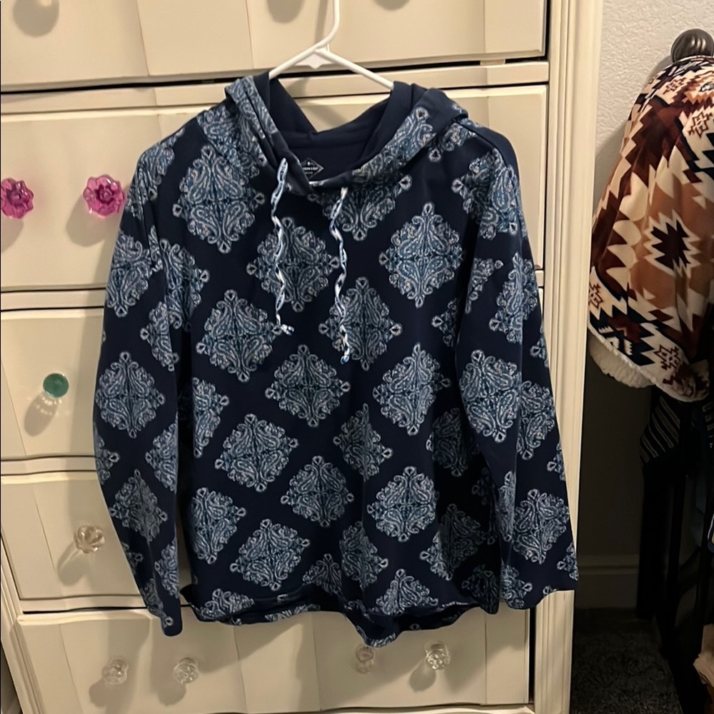 Blue Patterned Light weight Hoodie